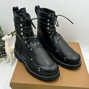 Men’s Burberry, leather lace guard ankle boots size 45 made in Italy